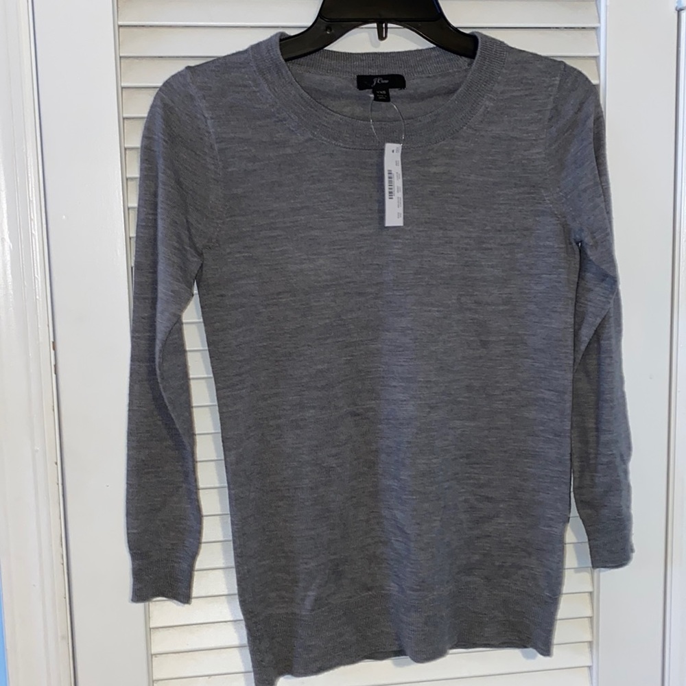 Jcrew grey crew neck shirt size xxs NWT